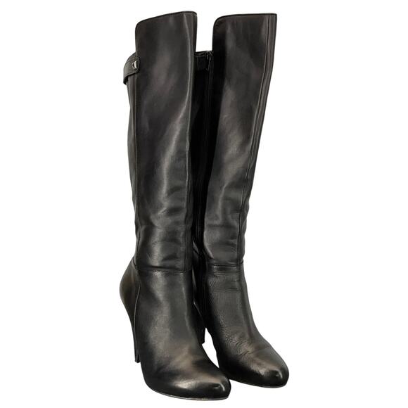 Aldo Shoes - Aldo Black Soft Leather Knee High Stiletto Heel Side Zip Tall Boot Women 9M/40